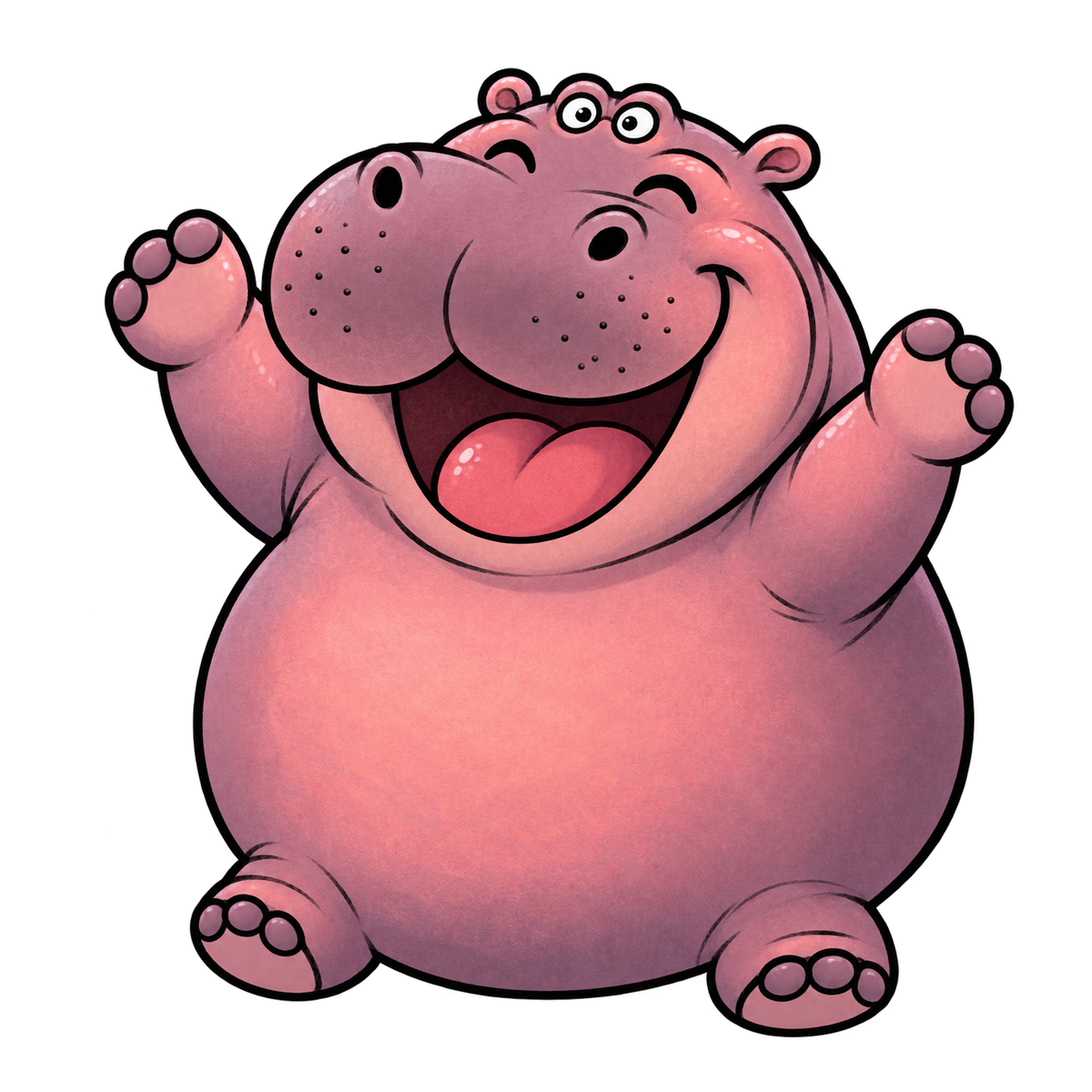 Happy Chonk laughing with raised paws meme pose
